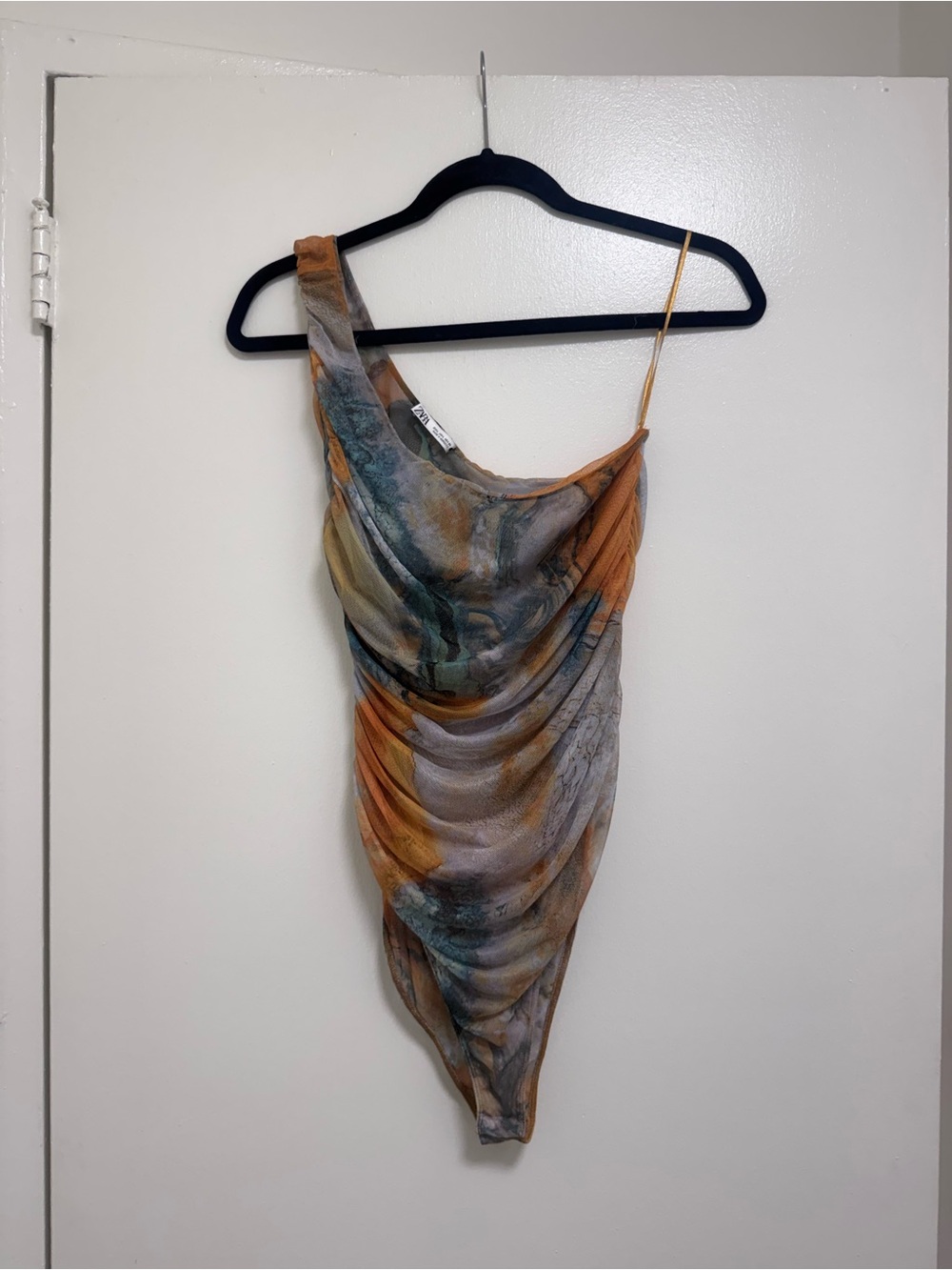 Zara murals one shoulder bodysuit Large